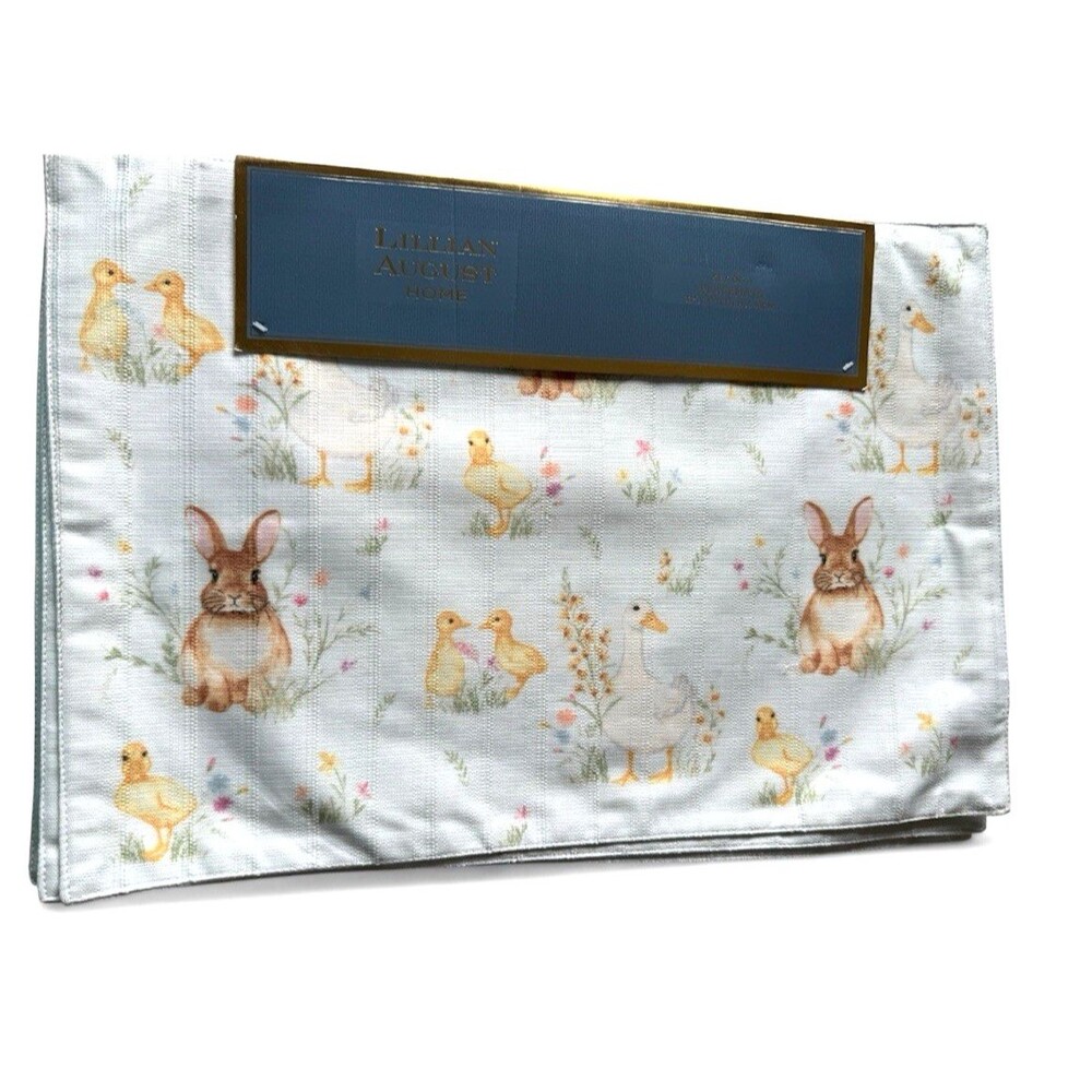 Lillian August Home Set of 4 Easter Spring Bunny Duck Floral Kids Mach Washable
